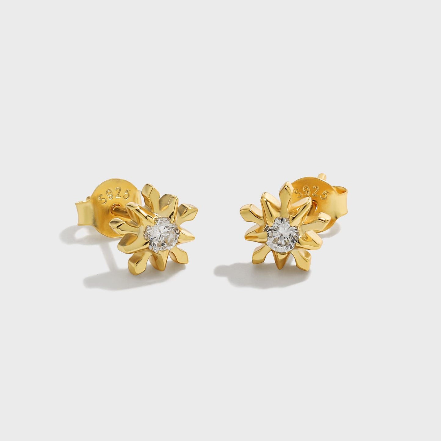 Golden Shining Stars Stud Earrings - Sterling Silver