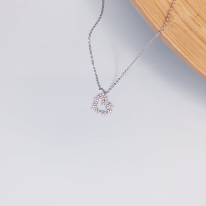 Silver Cubic Zirconia Heart Necklace - Sterling Silver