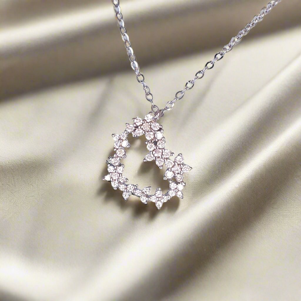 Silver Cubic Zirconia Heart Necklace - Sterling Silver