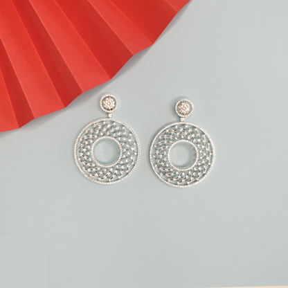 Circular Cubic Zirconia Dangle Earrings