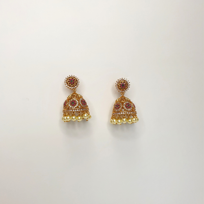 Indian Ruby Green Cubic Zirconia Jhumka