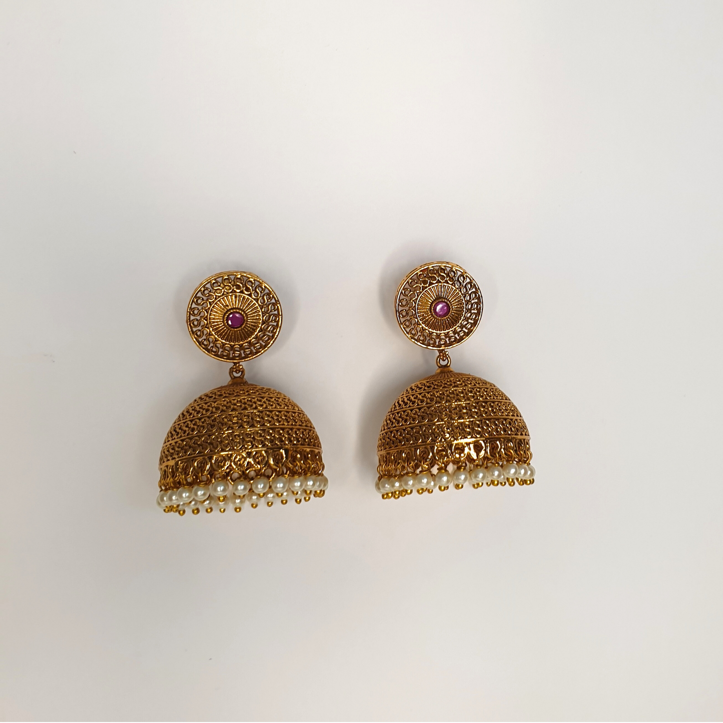 Indian Ruby Peals Antique Jhumka