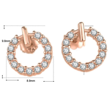 Rose Gold Cubic Zirconia Circular Stud Earrings - Sterling Silver