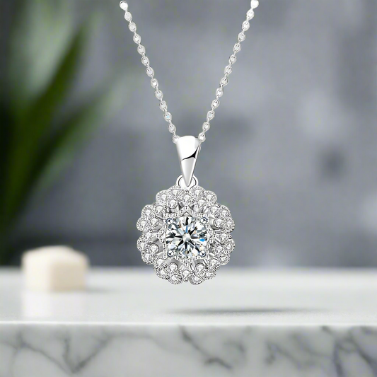 Silver Cubic Zirconia Micro Setting Necklace - Sterling Silver