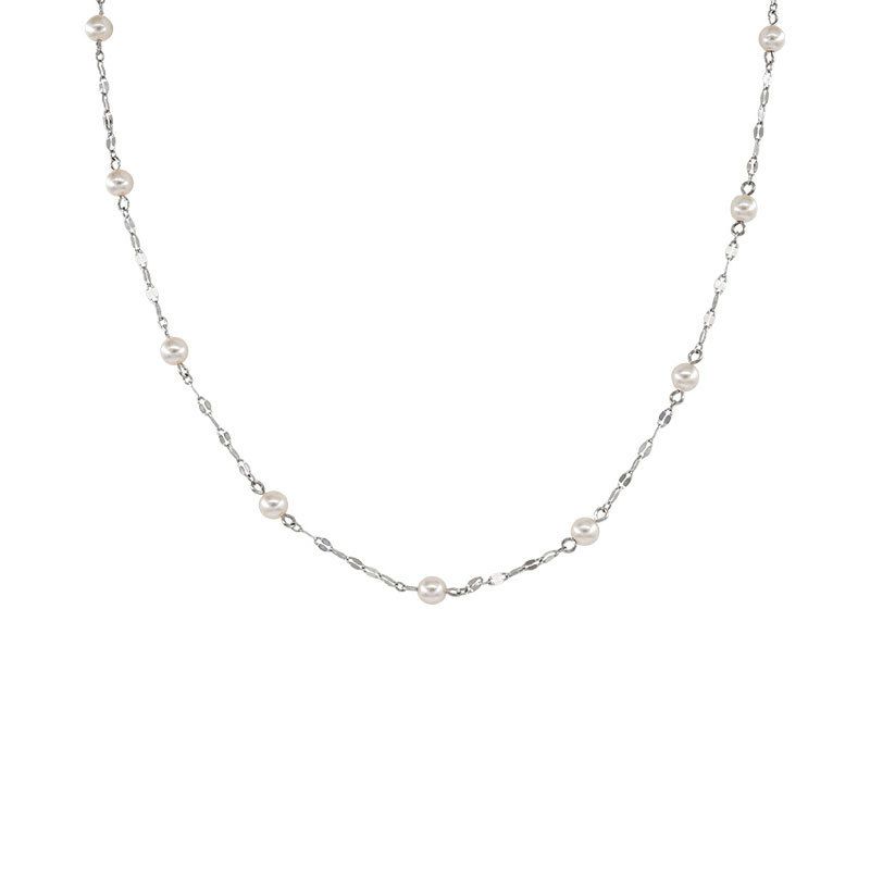 Golden Shell Pearl & Curb Chain Necklace - Sterling Silver