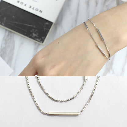 Fashion Double Layer Box S925 Sterling Silver Bracelet